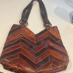 Lucky brand Vintage brown chevron lather bag